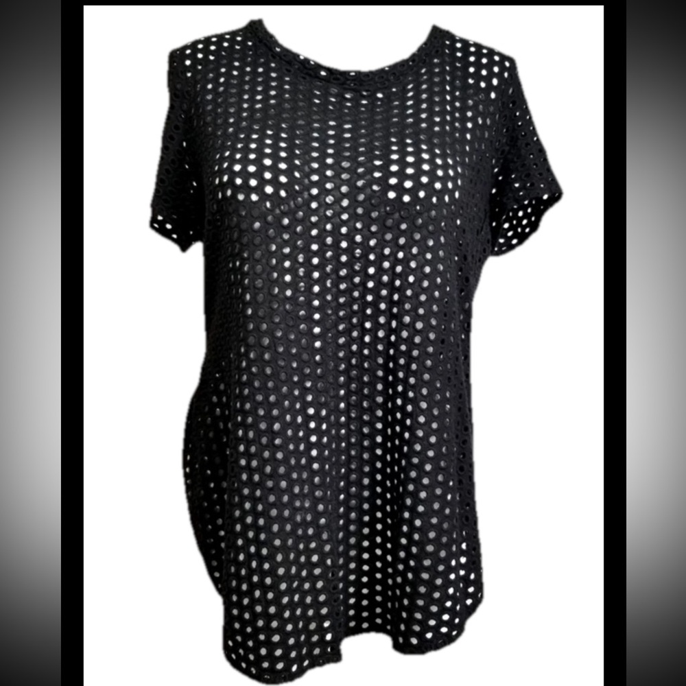 Wilfred BLACK Rayon Mesh Shirt Short Sleeves Swim Tunic Gothic Punk Alt Pullover